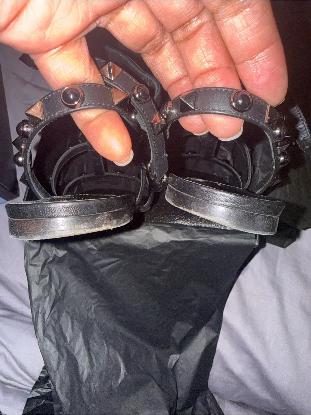 Valentino Studded Black Women's Strappy gladiator Rockstud Sandals